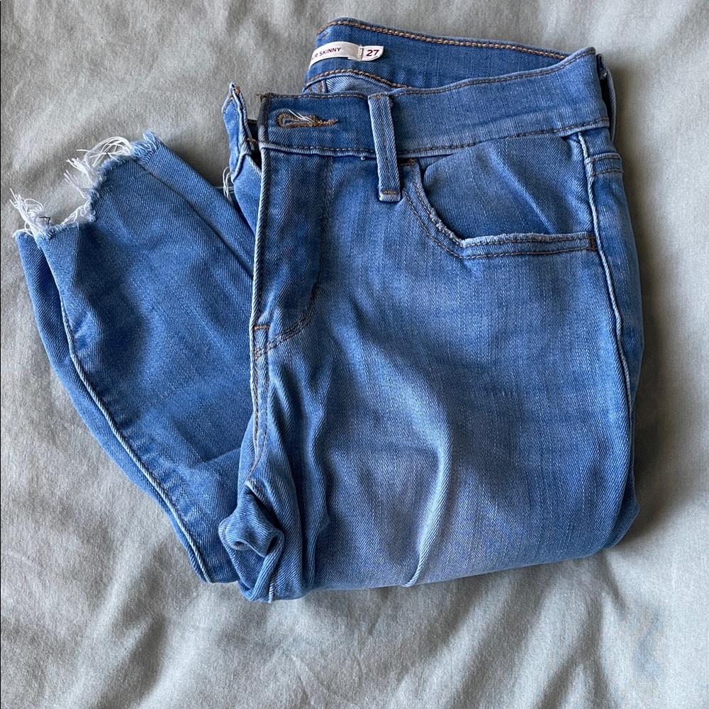 Classic Blue Distressed Denim Jeans